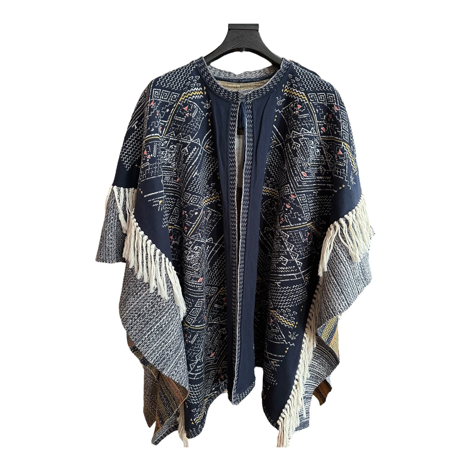 PONCHO PREEHISPÁNICO SIN HOOD-AZUL