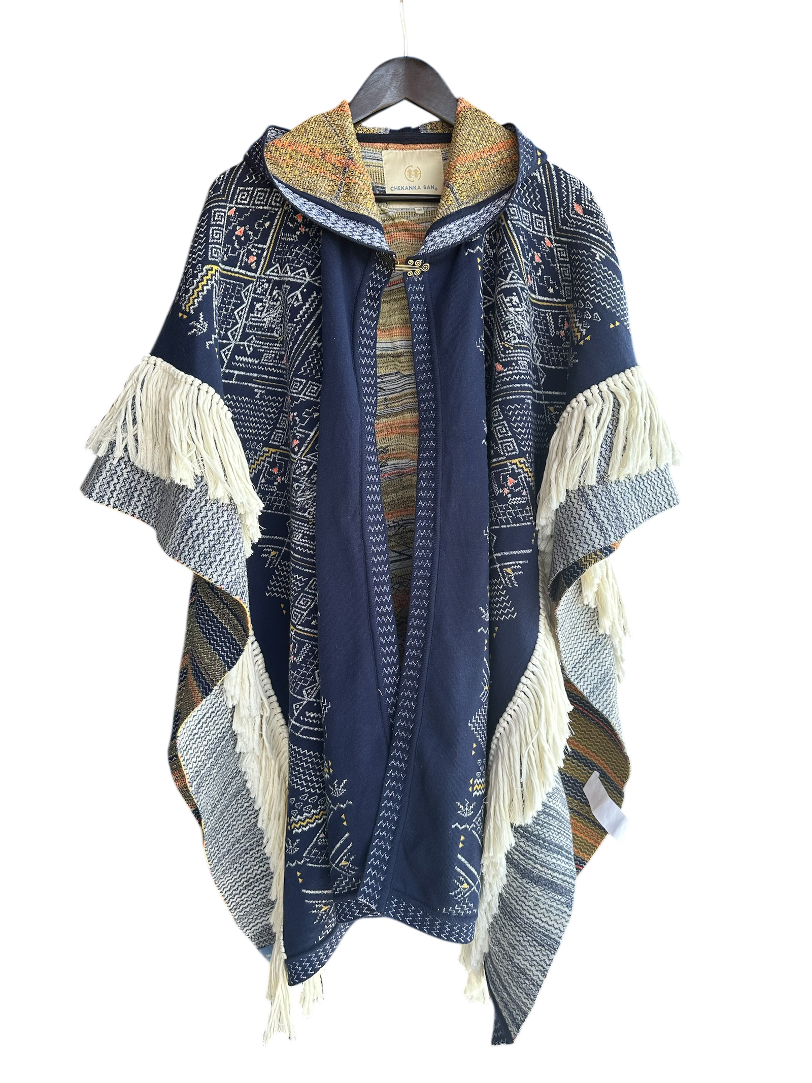 PONCHO PREHISPÁNICO AZUL