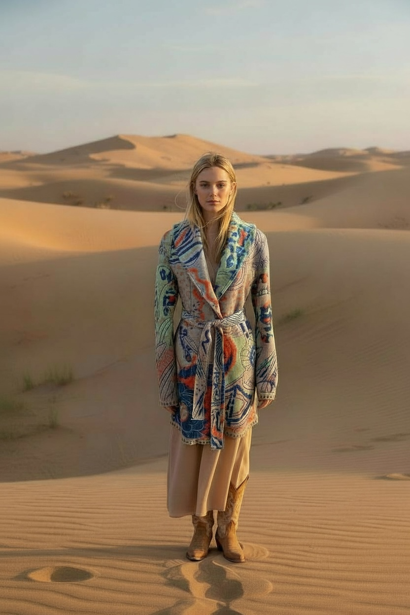 ABRIGO OCELOTE CON CINTURÓN